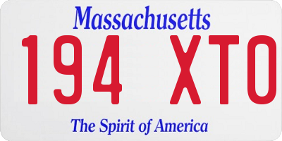 MA license plate 194XT0