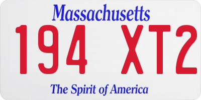 MA license plate 194XT2