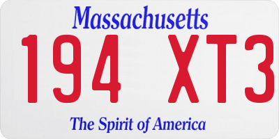 MA license plate 194XT3
