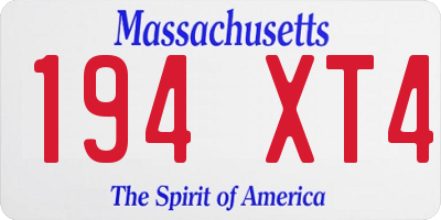 MA license plate 194XT4