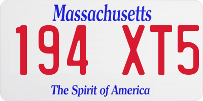 MA license plate 194XT5