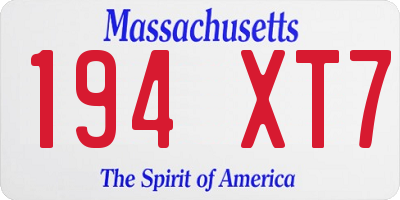 MA license plate 194XT7