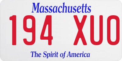MA license plate 194XU0