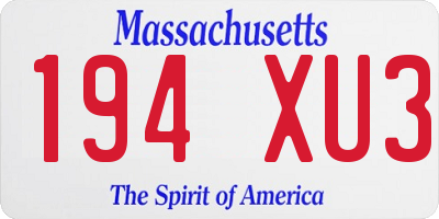 MA license plate 194XU3