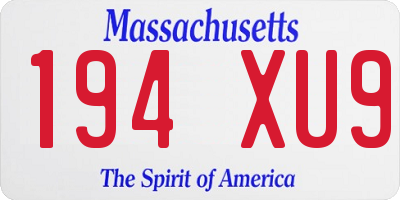 MA license plate 194XU9