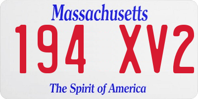 MA license plate 194XV2