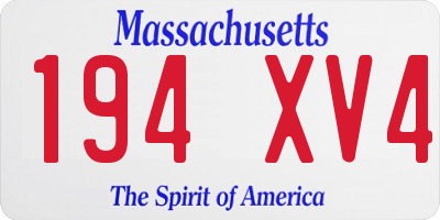 MA license plate 194XV4