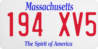 MA license plate 194XV5