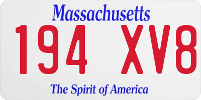 MA license plate 194XV8