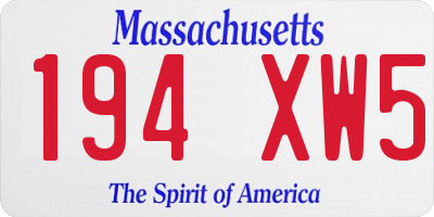MA license plate 194XW5