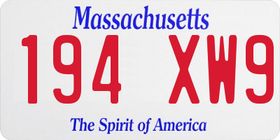 MA license plate 194XW9