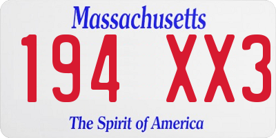 MA license plate 194XX3