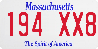 MA license plate 194XX8