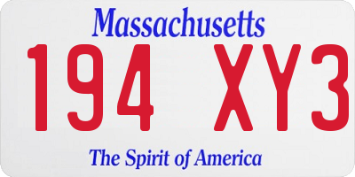MA license plate 194XY3