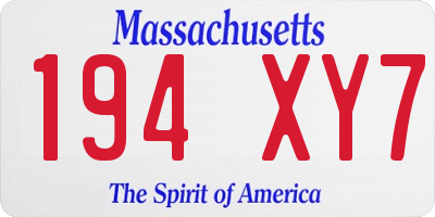 MA license plate 194XY7