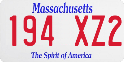 MA license plate 194XZ2
