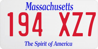 MA license plate 194XZ7