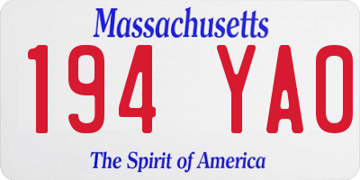 MA license plate 194YA0