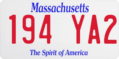 MA license plate 194YA2