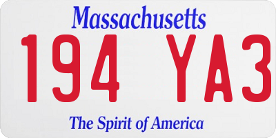 MA license plate 194YA3
