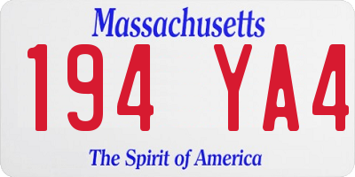 MA license plate 194YA4