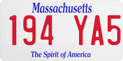 MA license plate 194YA5