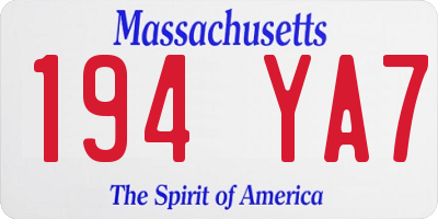 MA license plate 194YA7
