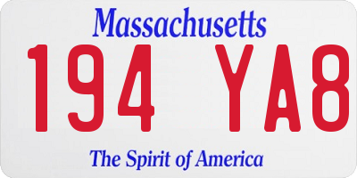 MA license plate 194YA8
