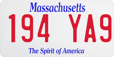 MA license plate 194YA9