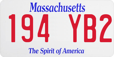 MA license plate 194YB2