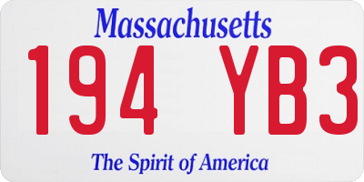 MA license plate 194YB3