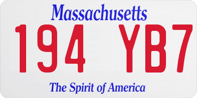 MA license plate 194YB7