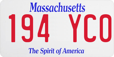 MA license plate 194YC0