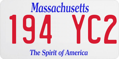 MA license plate 194YC2