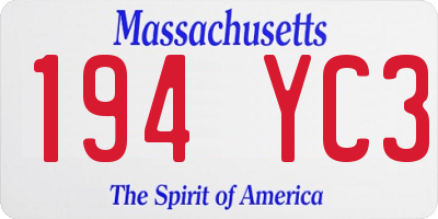 MA license plate 194YC3