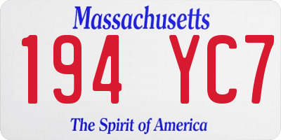 MA license plate 194YC7