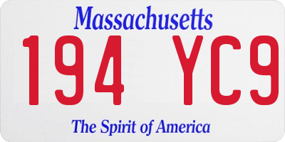 MA license plate 194YC9