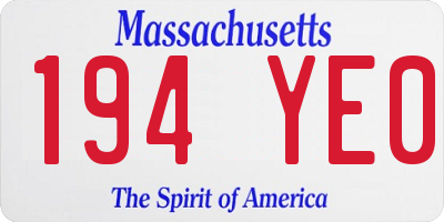 MA license plate 194YE0