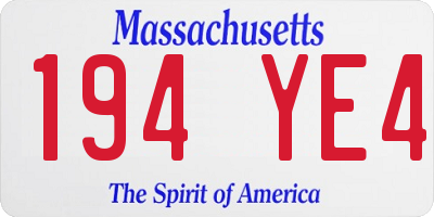 MA license plate 194YE4