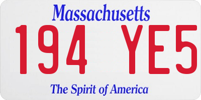MA license plate 194YE5