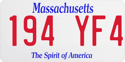 MA license plate 194YF4
