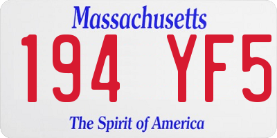 MA license plate 194YF5
