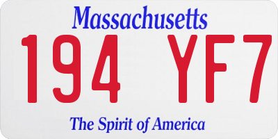 MA license plate 194YF7