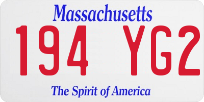 MA license plate 194YG2