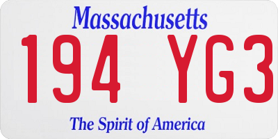 MA license plate 194YG3