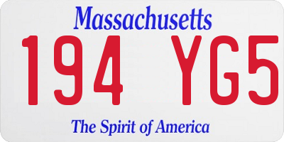 MA license plate 194YG5
