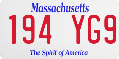 MA license plate 194YG9
