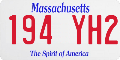 MA license plate 194YH2