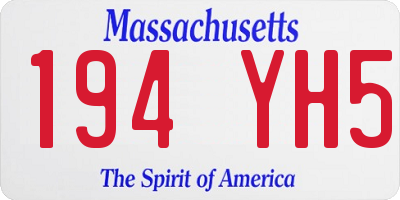 MA license plate 194YH5