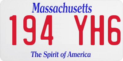 MA license plate 194YH6
